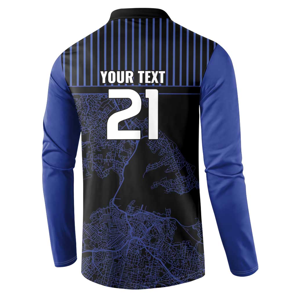 Custom Oceania Football NZ Auckland Button Sweatshirt Minimal City Map Style