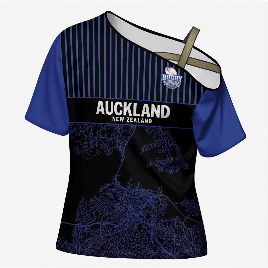 Custom Oceania Football NZ Auckland Cross Shoulder Shirt Minimal City Map Style