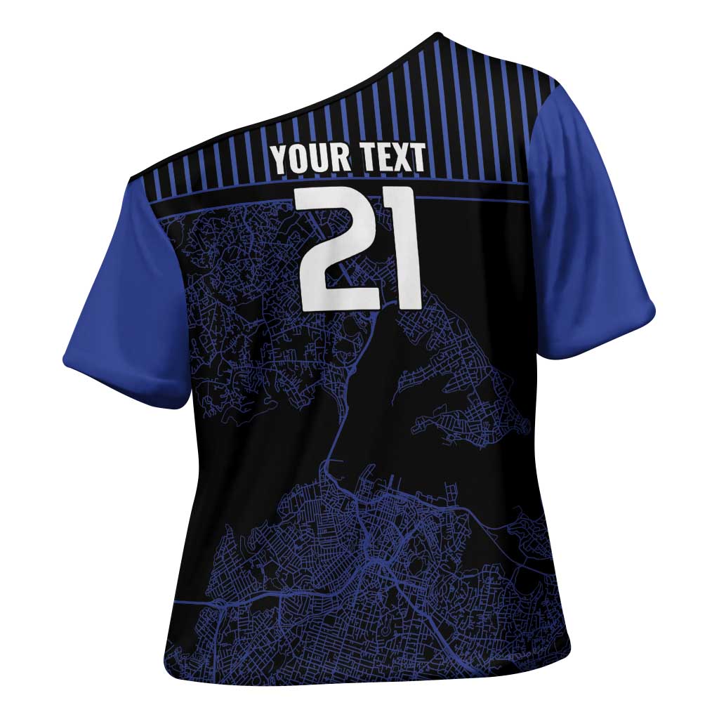 Custom Oceania Football NZ Auckland Cross Shoulder Shirt Minimal City Map Style