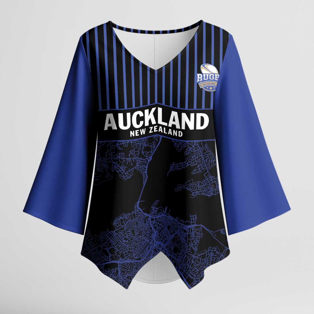 Custom Oceania Football NZ Auckland Kimono Sleeve Blouse Minimal City Map Style