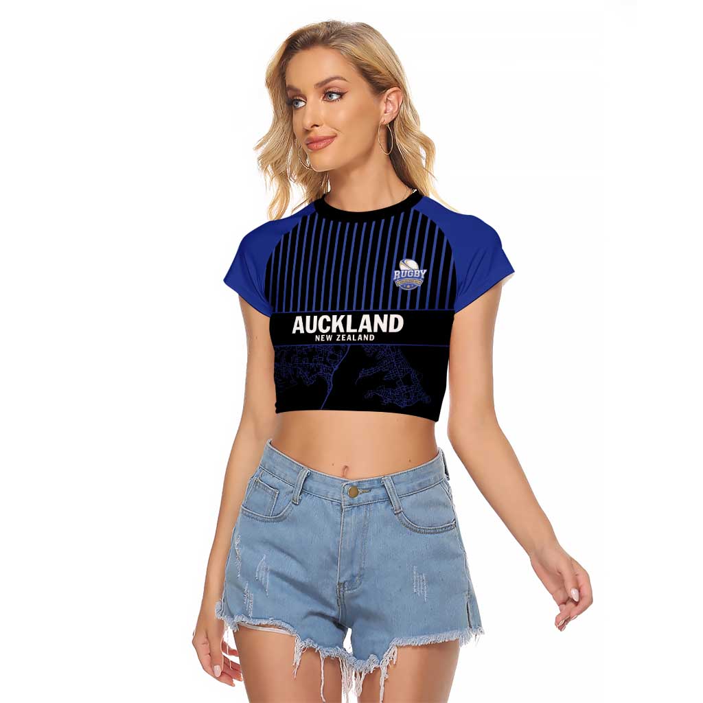 Custom Oceania Football NZ Auckland Raglan Cropped T Shirt Minimal City Map Style