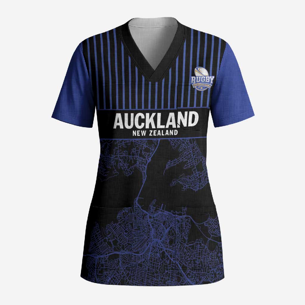 Custom Oceania Football NZ Auckland Scrub Top Minimal City Map Style