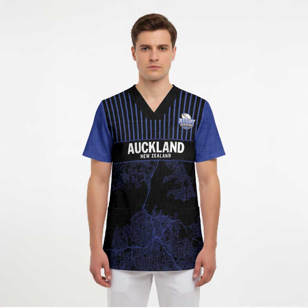 Custom Oceania Football NZ Auckland Scrub Top Minimal City Map Style