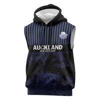 Custom Oceania Football NZ Auckland Sleeveless Hoodie Minimal City Map Style
