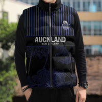 Custom Oceania Football NZ Auckland Sleeveless Puffer Jacket Minimal City Map Style