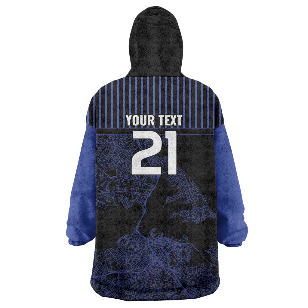 Custom Oceania Football NZ Auckland Wearable Blanket Hoodie Minimal City Map Style