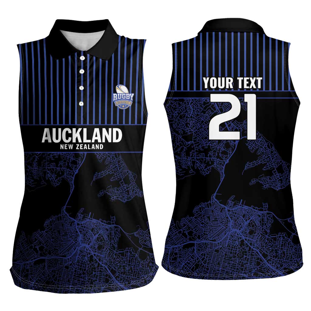 Custom Oceania Football NZ Auckland Women Sleeveless Polo Shirt Minimal City Map Style LT9 - Polynesian Pride