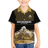 Custom Oceania Football NZ South Island Kid Hawaiian Shirt Minimal Mount Cook Silhouette