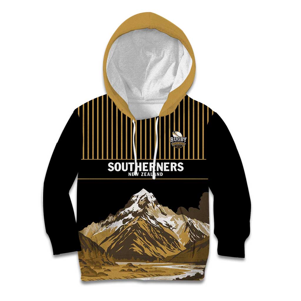 Custom Oceania Football NZ South Island Kid Hoodie Minimal Mount Cook Silhouette