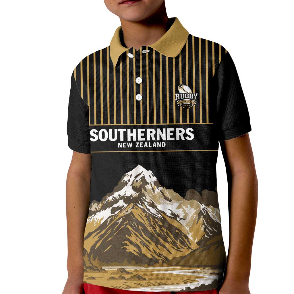 Custom Oceania Football NZ South Island Kid Polo Shirt Minimal Mount Cook Silhouette