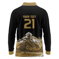 Custom Oceania Football NZ South Island Long Sleeve Polo Shirt Minimal Mount Cook Silhouette LT9 - Polynesian Pride