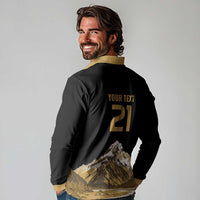 Custom Oceania Football NZ South Island Long Sleeve Polo Shirt Minimal Mount Cook Silhouette LT9 - Polynesian Pride