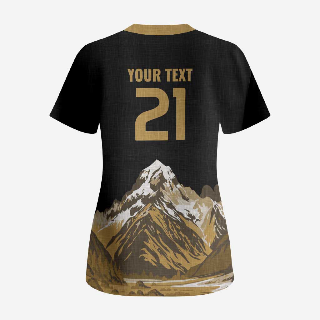 Custom Oceania Football NZ South Island Scrub Top Minimal Mount Cook Silhouette LT9 - Polynesian Pride
