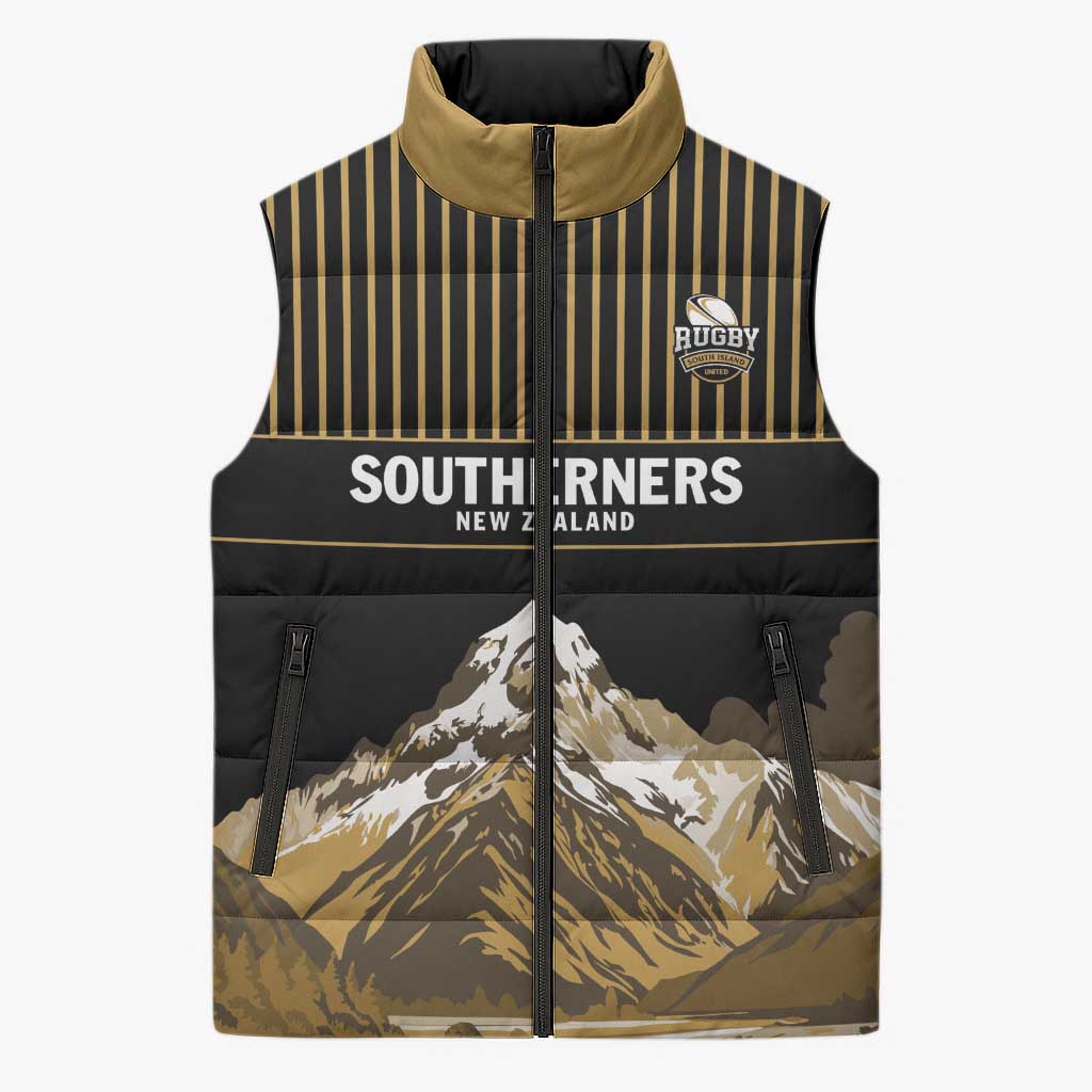 Custom Oceania Football NZ South Island Sleeveless Puffer Jacket Minimal Mount Cook Silhouette