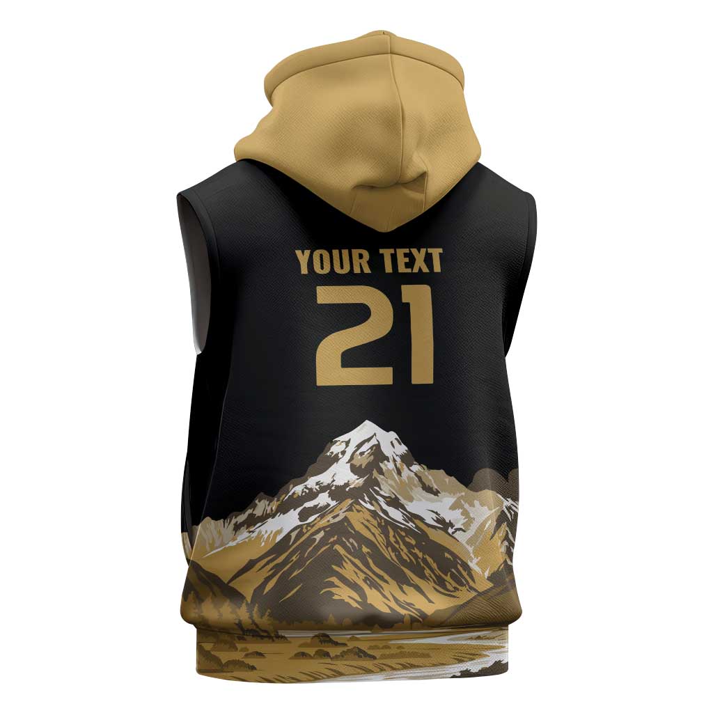 Custom Oceania Football NZ South Island Sleeveless Zip Hoodie Minimal Mount Cook Silhouette