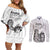 Aroha Maori Language Couples Matching Off Shoulder Short Dress and Long Sleeve Button Shirt Te Reo Maori Inspired Art