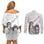 Aroha Maori Language Couples Matching Off Shoulder Short Dress and Long Sleeve Button Shirt Te Reo Maori Inspired Art