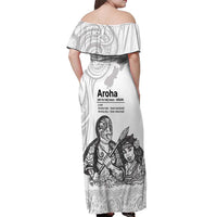 Aroha Maori Language Off Shoulder Maxi Dress Te Reo Maori Inspired Art