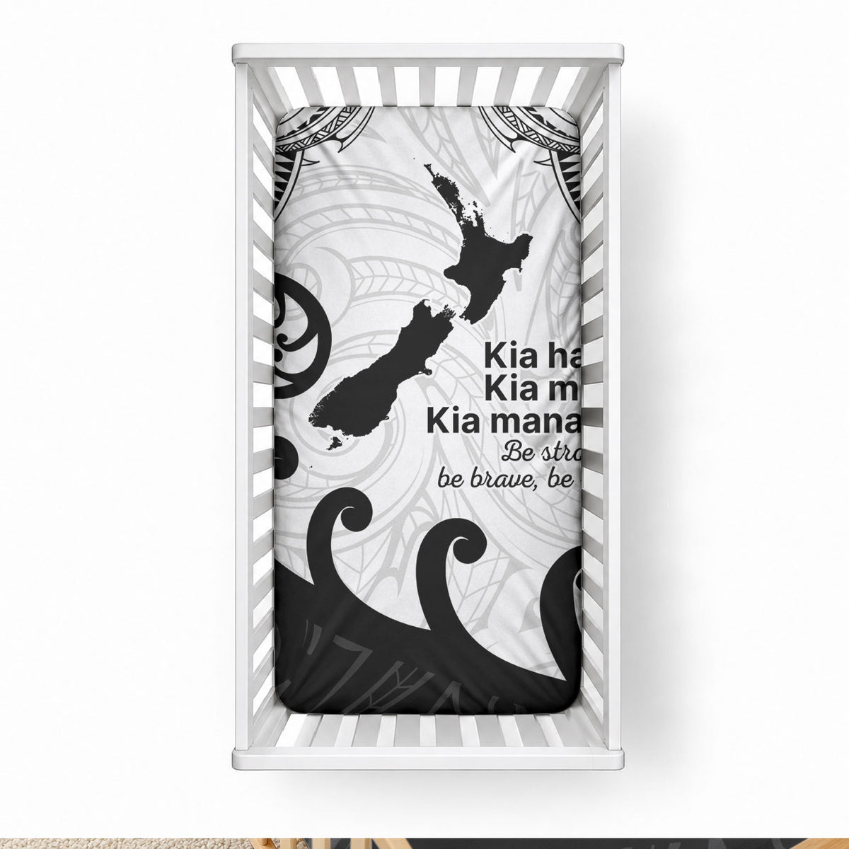 Kia Haka Maori language Baby Bed Cover Te Reo Maori Inspired Art LT9 28 × 52 in white - Polynesian Pride