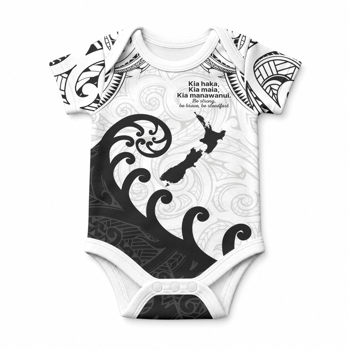 Kia Haka Maori language Baby Onesie Te Reo Maori Inspired Art LT9 white - Polynesian Pride