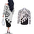 Kia Haka Maori language Couples Matching Off The Shoulder Long Sleeve Dress and Long Sleeve Button Shirt Te Reo Maori Inspired Art