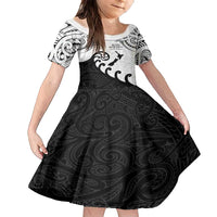 Kia Haka Maori language Family Matching Long Sleeve Bodycon Dress and Hawaiian Shirt Te Reo Maori Inspired Art LT9 Daughter's Dress white - Polynesian Pride