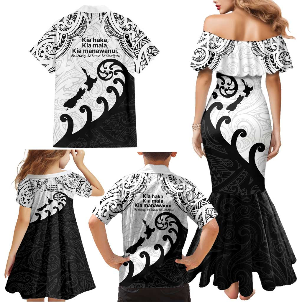 Kia Haka Maori language Family Matching Mermaid Dress and Hawaiian Shirt Te Reo Maori Inspired Art LT9 - Polynesian Pride