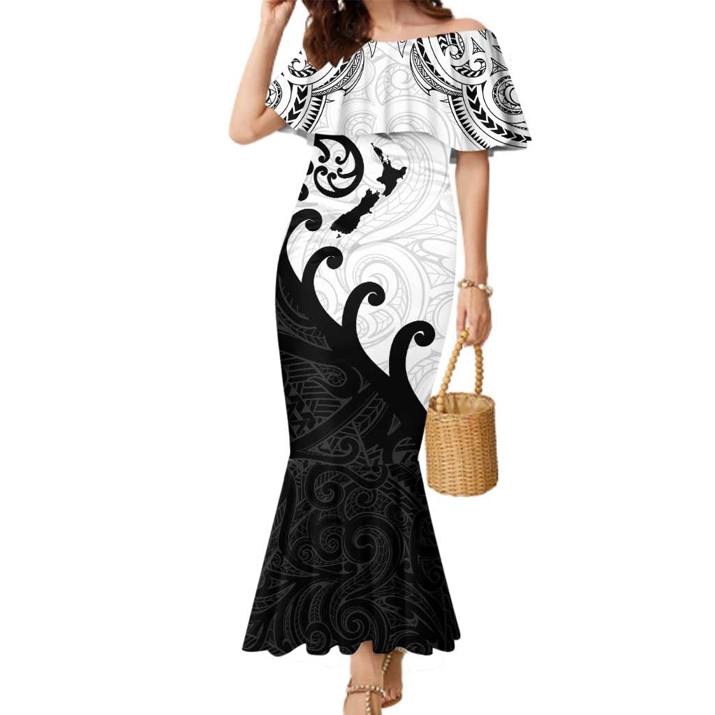 Kia Haka Maori language Family Matching Mermaid Dress and Hawaiian Shirt Te Reo Maori Inspired Art LT9 Mom's Dress white - Polynesian Pride