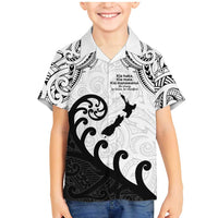 Kia Haka Maori language Family Matching Mermaid Dress and Hawaiian Shirt Te Reo Maori Inspired Art LT9 Son's Shirt white - Polynesian Pride
