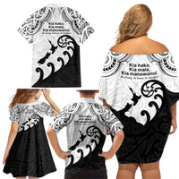 Kia Haka Maori language Family Matching Off Shoulder Short Dress and Hawaiian Shirt Te Reo Maori Inspired Art