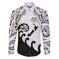 Kia Haka Maori language Family Matching Puletasi and Hawaiian Shirt Te Reo Maori Inspired Art LT9 Dad's Shirt - Long Sleeve white - Polynesian Pride