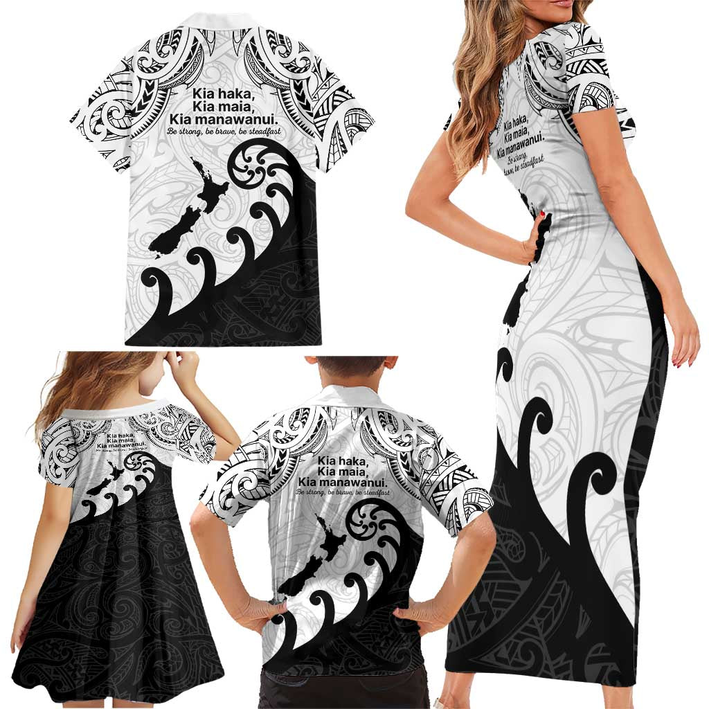Kia Haka Maori language Family Matching Short Sleeve Bodycon Dress and Hawaiian Shirt Te Reo Maori Inspired Art LT9 - Polynesian Pride