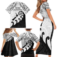 Kia Haka Maori language Family Matching Short Sleeve Bodycon Dress and Hawaiian Shirt Te Reo Maori Inspired Art LT9 - Polynesian Pride