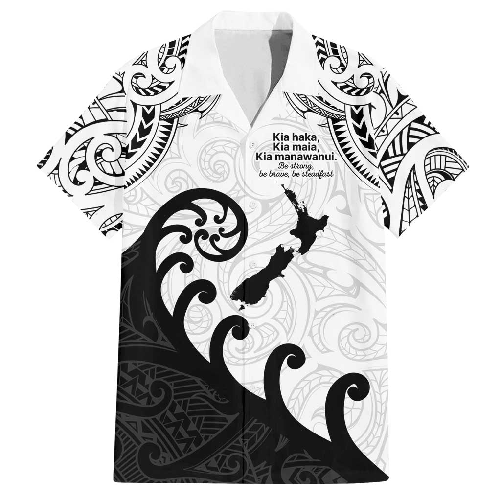 Kia Haka Maori language Family Matching Summer Maxi Dress and Hawaiian Shirt Te Reo Maori Inspired Art LT9 Dad's Shirt - Short Sleeve white - Polynesian Pride