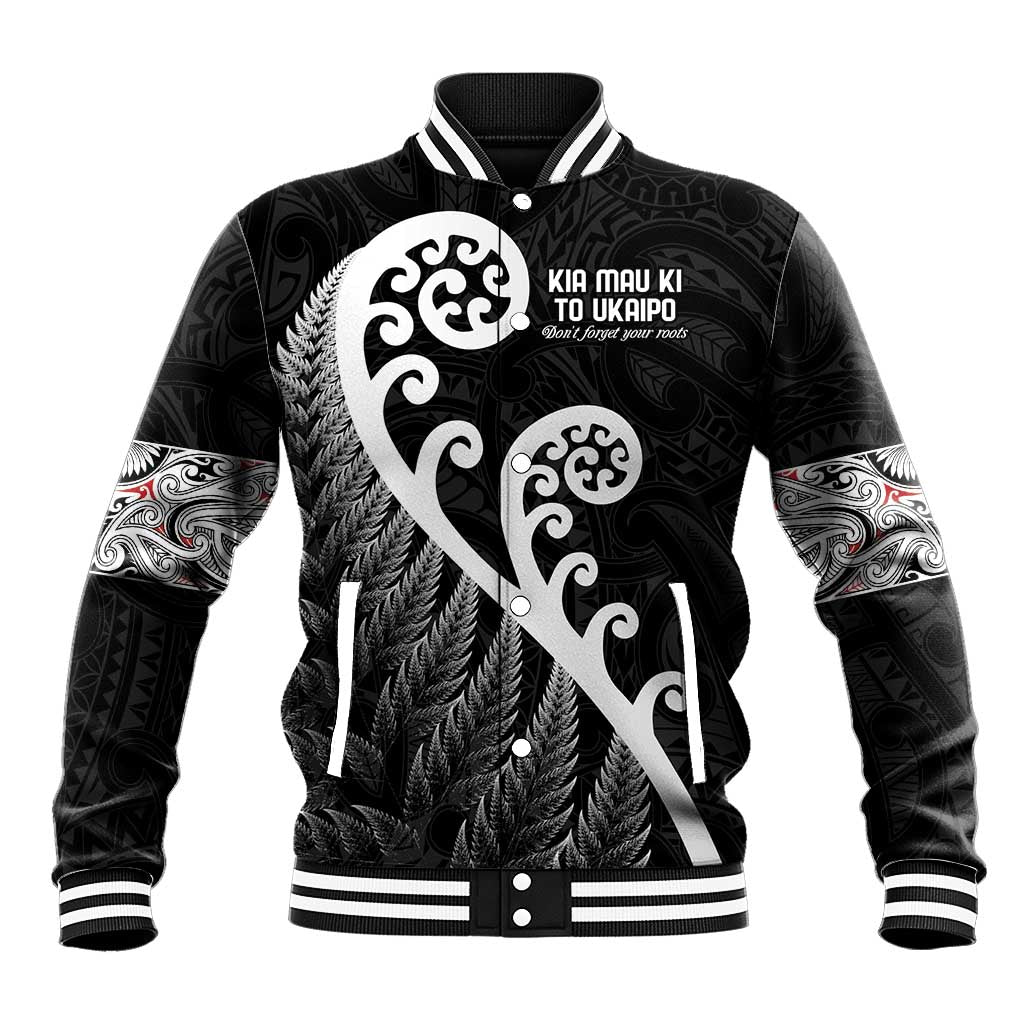 Kia Mau Ki To Ukaipo Baseball Jacket Te Reo Maori Koru Fern Art