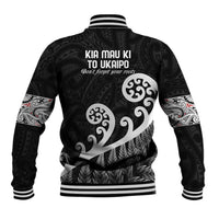 Kia Mau Ki To Ukaipo Baseball Jacket Te Reo Maori Koru Fern Art