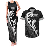 Kia Mau Ki To Ukaipo Couples Matching Tank Maxi Dress and Hawaiian Shirt Te Reo Maori Koru Fern Art