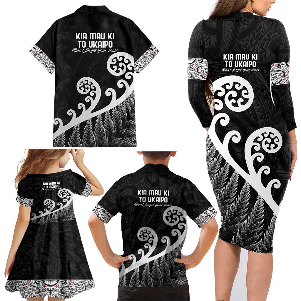 Kia Mau Ki To Ukaipo Family Matching Long Sleeve Bodycon Dress and Hawaiian Shirt Te Reo Maori Koru Fern Art LT9 - Polynesian Pride
