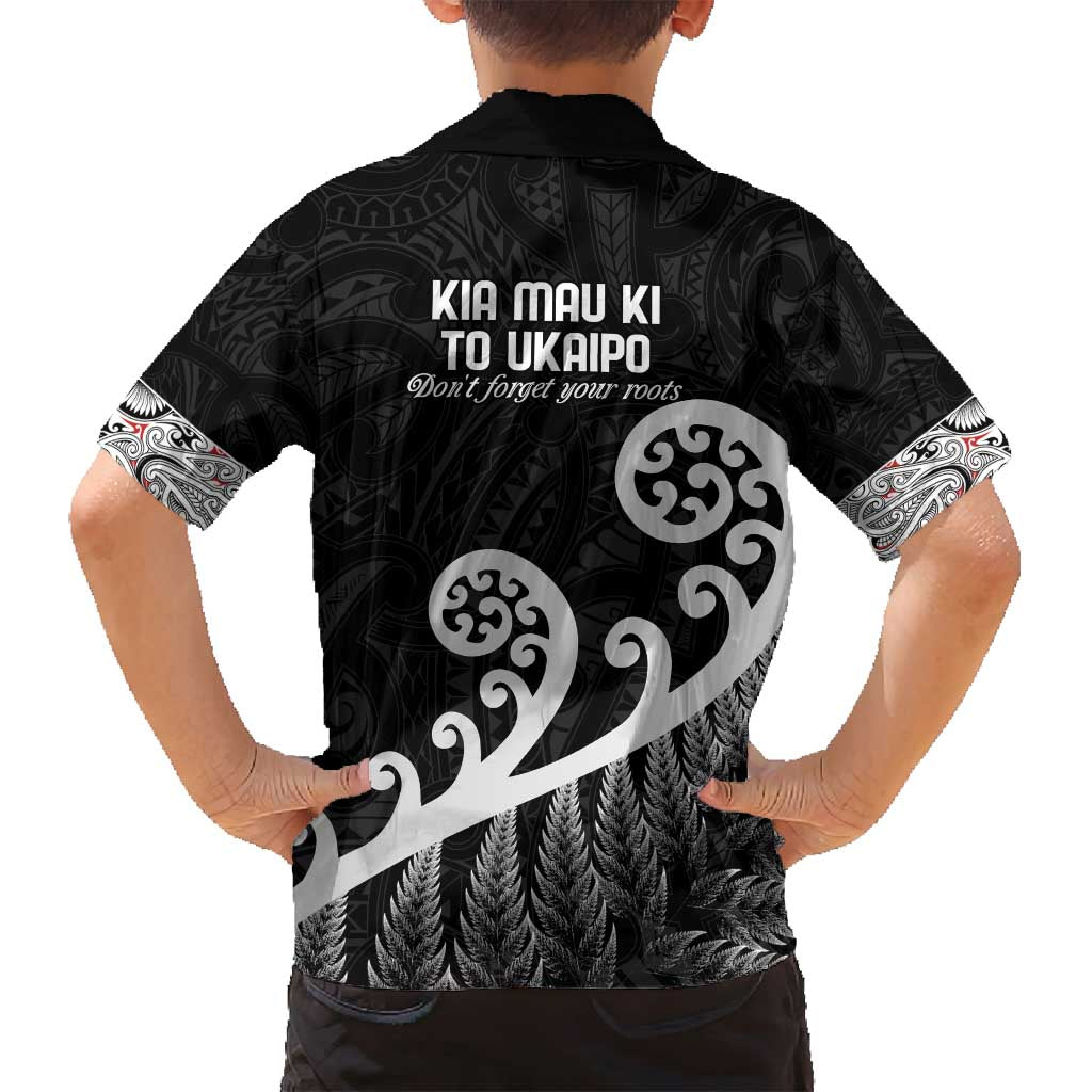 Kia Mau Ki To Ukaipo Family Matching Off Shoulder Short Dress and Hawaiian Shirt Te Reo Maori Koru Fern Art