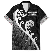 Kia Mau Ki To Ukaipo Family Matching Puletasi and Hawaiian Shirt Te Reo Maori Koru Fern Art LT9 Dad's Shirt - Short Sleeve Black - Polynesian Pride