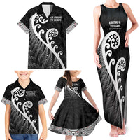 Kia Mau Ki To Ukaipo Family Matching Tank Maxi Dress and Hawaiian Shirt Te Reo Maori Koru Fern Art