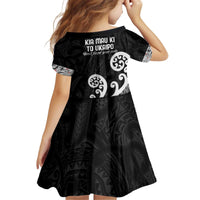 Kia Mau Ki To Ukaipo Kid Short Sleeve Dress Te Reo Maori Koru Fern Art