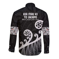 Kia Mau Ki To Ukaipo Long Sleeve Button Shirt Te Reo Maori Koru Fern Art