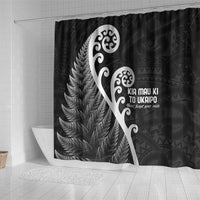 Kia Mau Ki To Ukaipo Shower Curtain Te Reo Maori Koru Fern Art