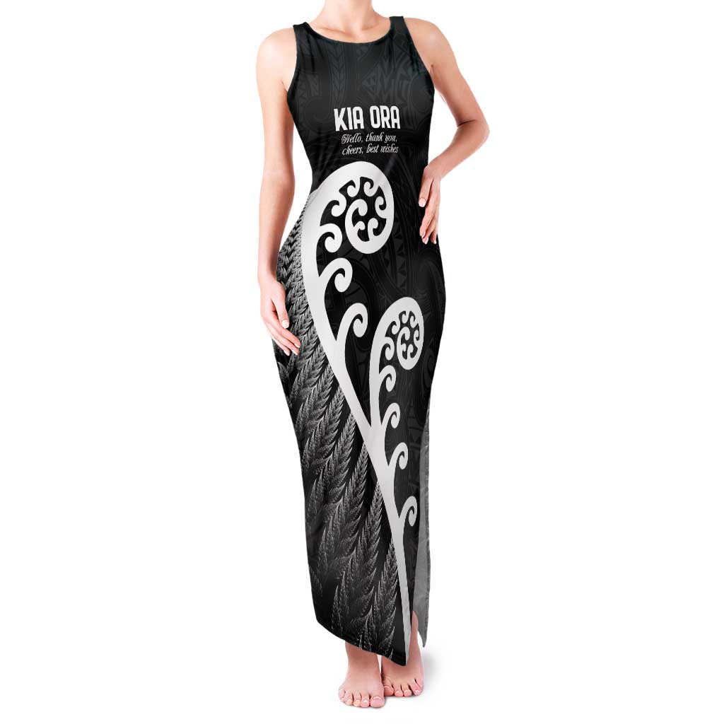 Kia Ora Maori Language Family Matching Tank Maxi Dress and Hawaiian Shirt Te Reo Maori Koru Fern Art