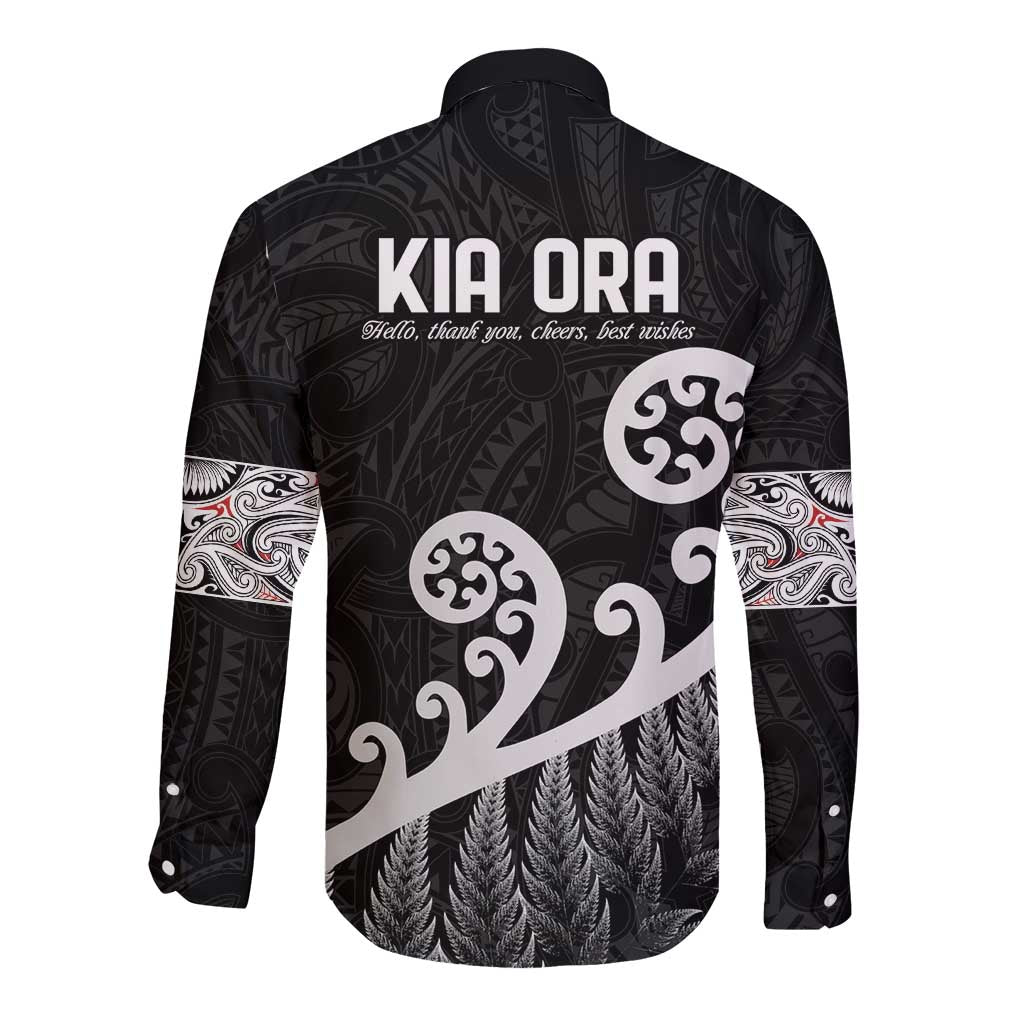 Kia Ora Maori Language Long Sleeve Button Shirt Te Reo Maori Koru Fern Art