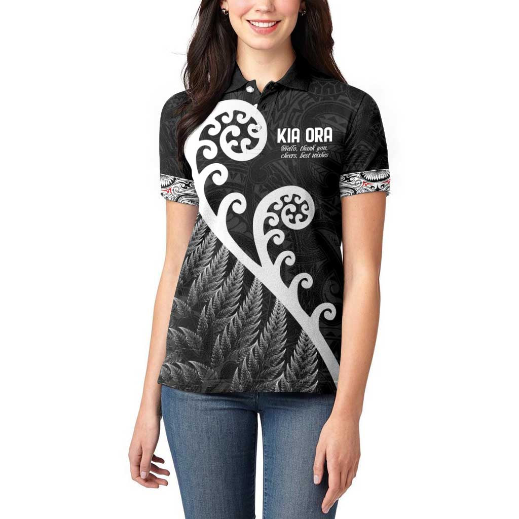 Kia Ora Maori Language Women Polo Shirt Te Reo Maori Koru Fern Art