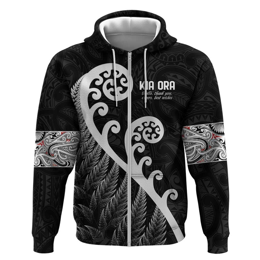 Kia Ora Maori Language Zip Hoodie Te Reo Maori Koru Fern Art