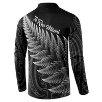 New Zealand Te Reo Māori Button Sweatshirt Simple Black Fern