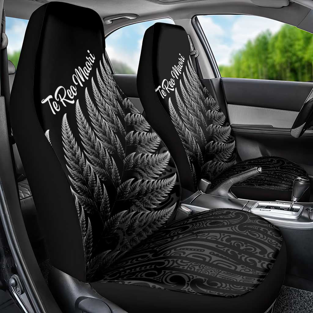 New Zealand Te Reo Māori Car Seat Cover Simple Black Fern